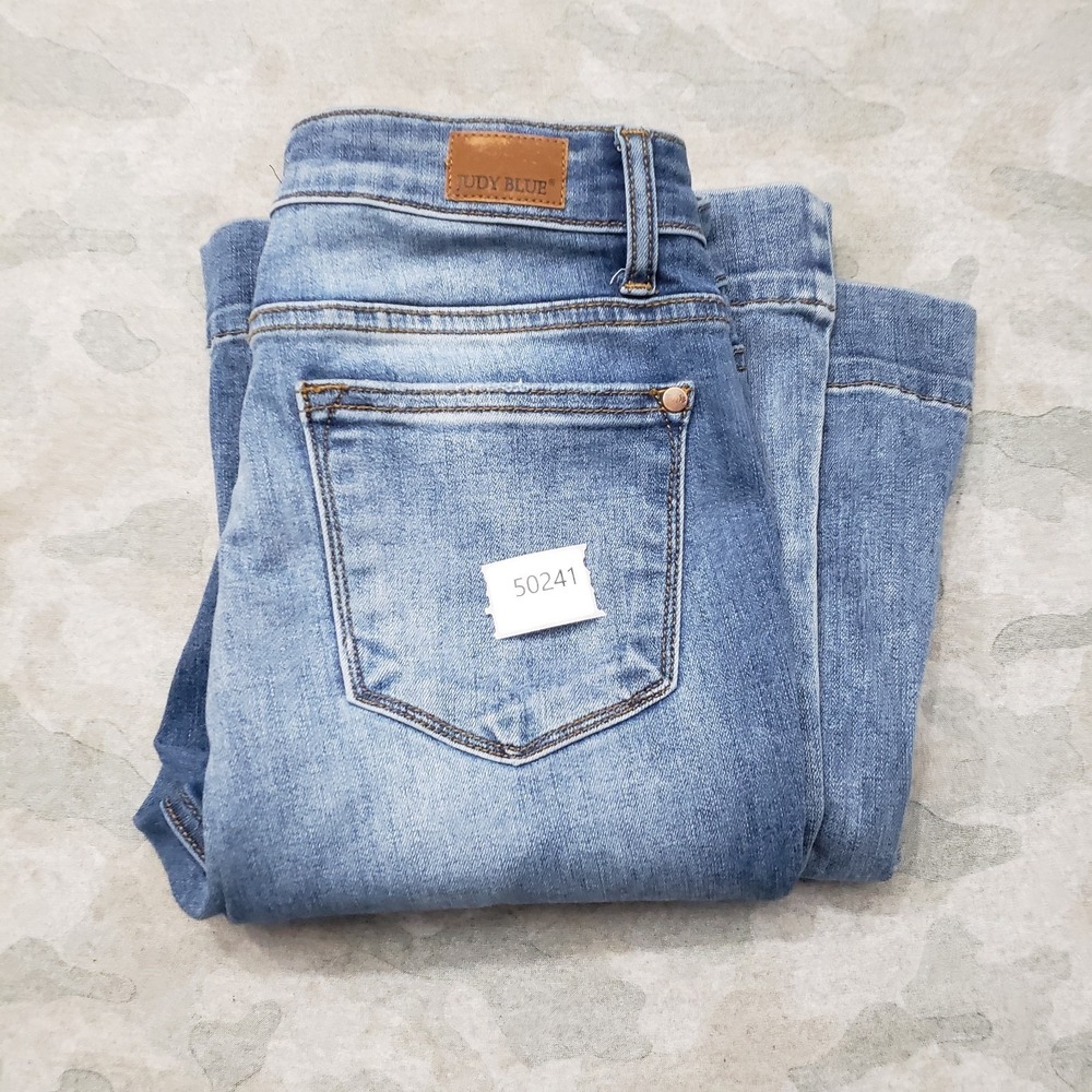 Judy Blue Jeans Womens 7/28 Blue Trouser Flare Denim Medium Wash Stretch - Picture 11 of 11